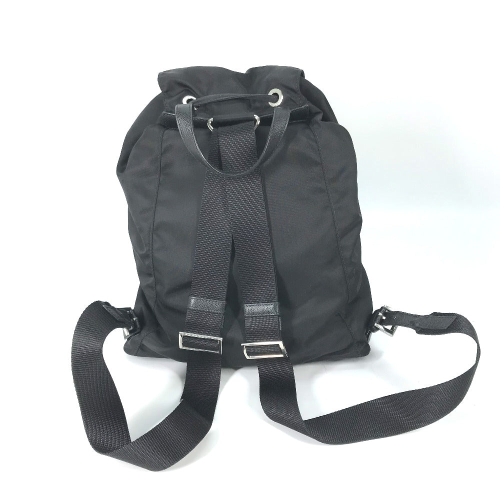 PRADA 1BZ032 ロゴプレート トライアングルロゴ 三角ロゴ プレート バックパック カバン リュックサック ナイロン/レザー レディース ブラック