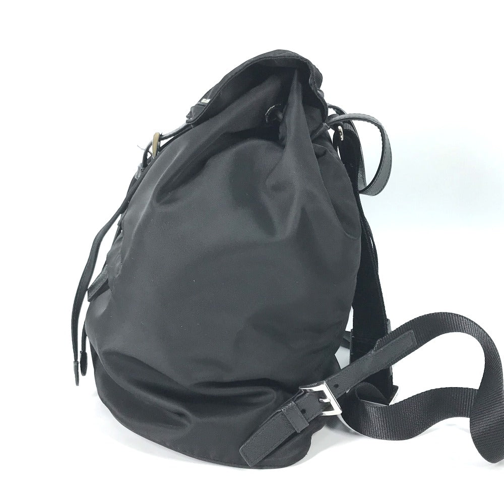 PRADA 1BZ032 ロゴプレート トライアングルロゴ 三角ロゴ プレート バックパック カバン リュックサック ナイロン/レザー レディース ブラック