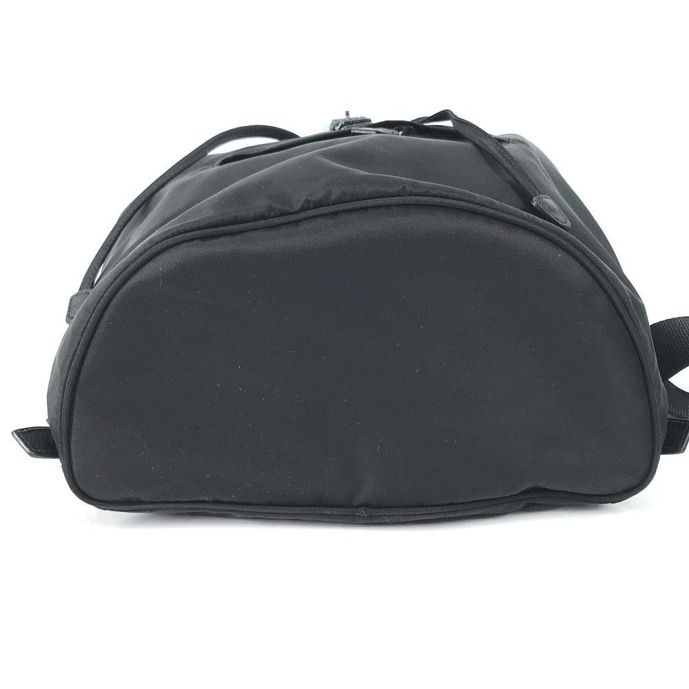PRADA 1BZ032 ロゴプレート トライアングルロゴ 三角ロゴ プレート バックパック カバン リュックサック ナイロン/レザー レディース ブラック