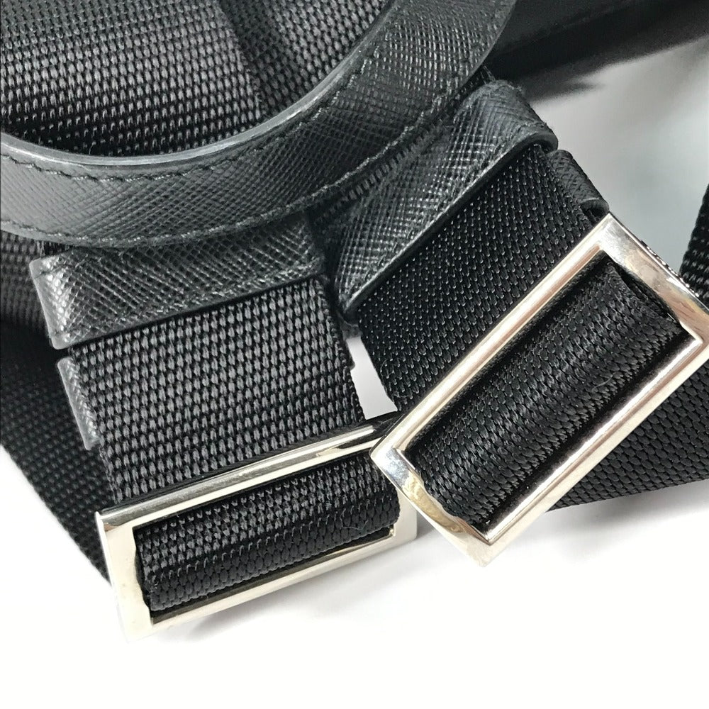 PRADA 1BZ032 ロゴプレート トライアングルロゴ 三角ロゴ プレート バックパック カバン リュックサック ナイロン/レザー レディース ブラック