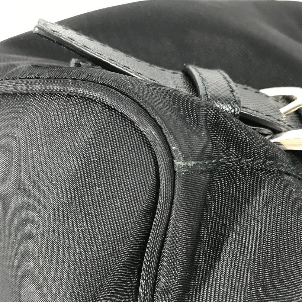 PRADA 1BZ032 ロゴプレート トライアングルロゴ 三角ロゴ プレート バックパック カバン リュックサック ナイロン/レザー レディース ブラック