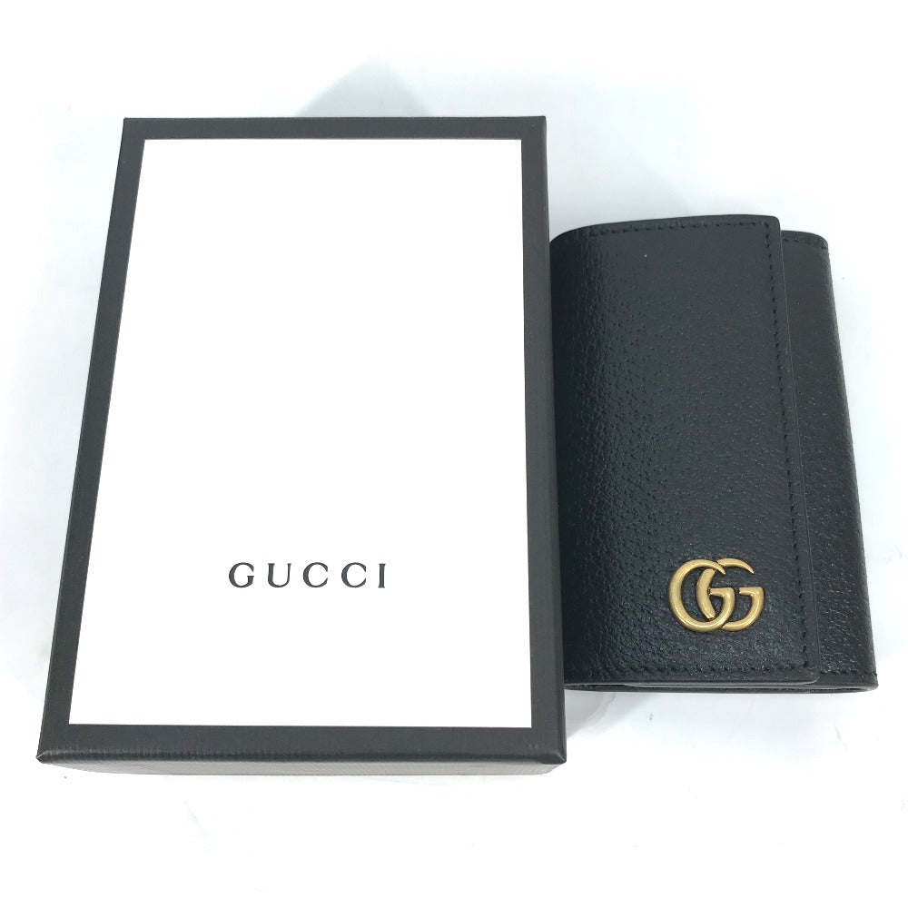 GUCCI 435305 GG Marmont 6-Key Leather Key Case with Key Ring, Women's, Black