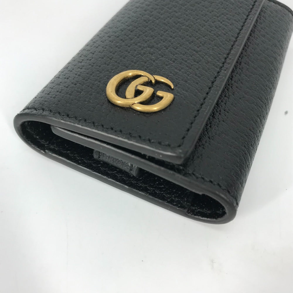 GUCCI 435305 GG Marmont 6-Key Leather Key Case with Key Ring, Women's, Black