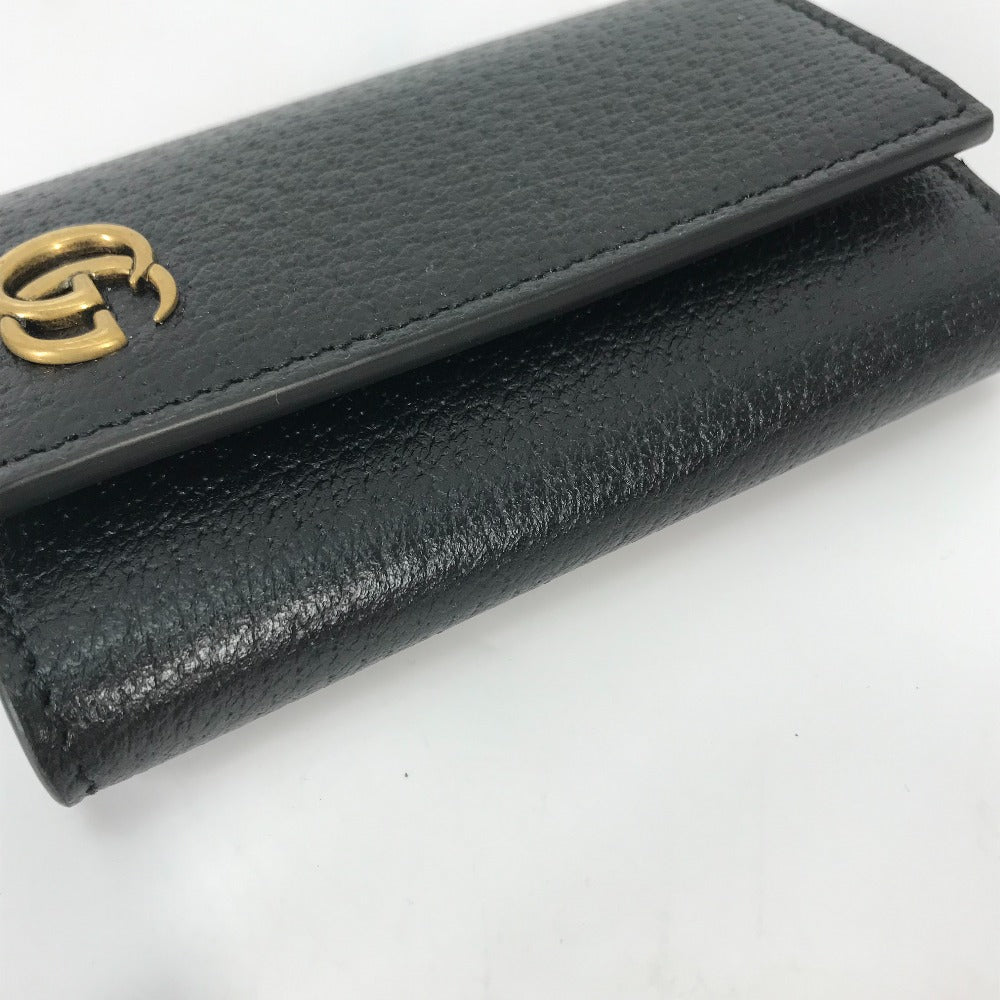 GUCCI 435305 GG Marmont 6-Key Leather Key Case with Key Ring, Women's, Black