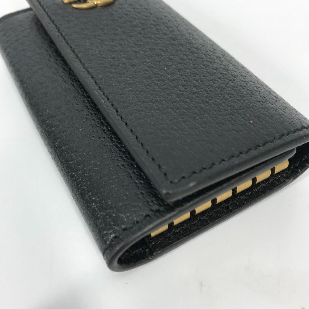 GUCCI 435305 GG Marmont 6-Key Leather Key Case with Key Ring, Women's, Black