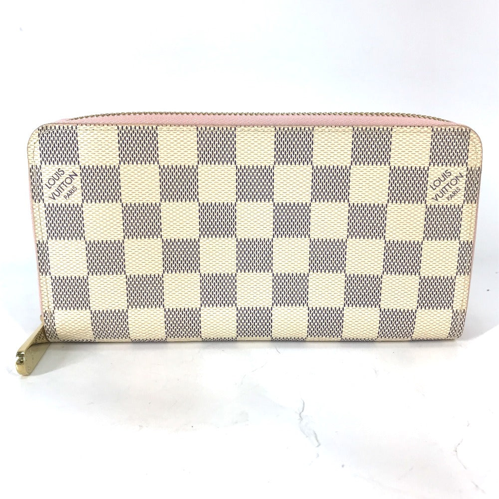 LOUIS VUITTON N63503 Damier Azur Zippy Wallet, Long Wallet with Round Zipper, Damier Azur Canvas, Women's, Rose Ballerine, White