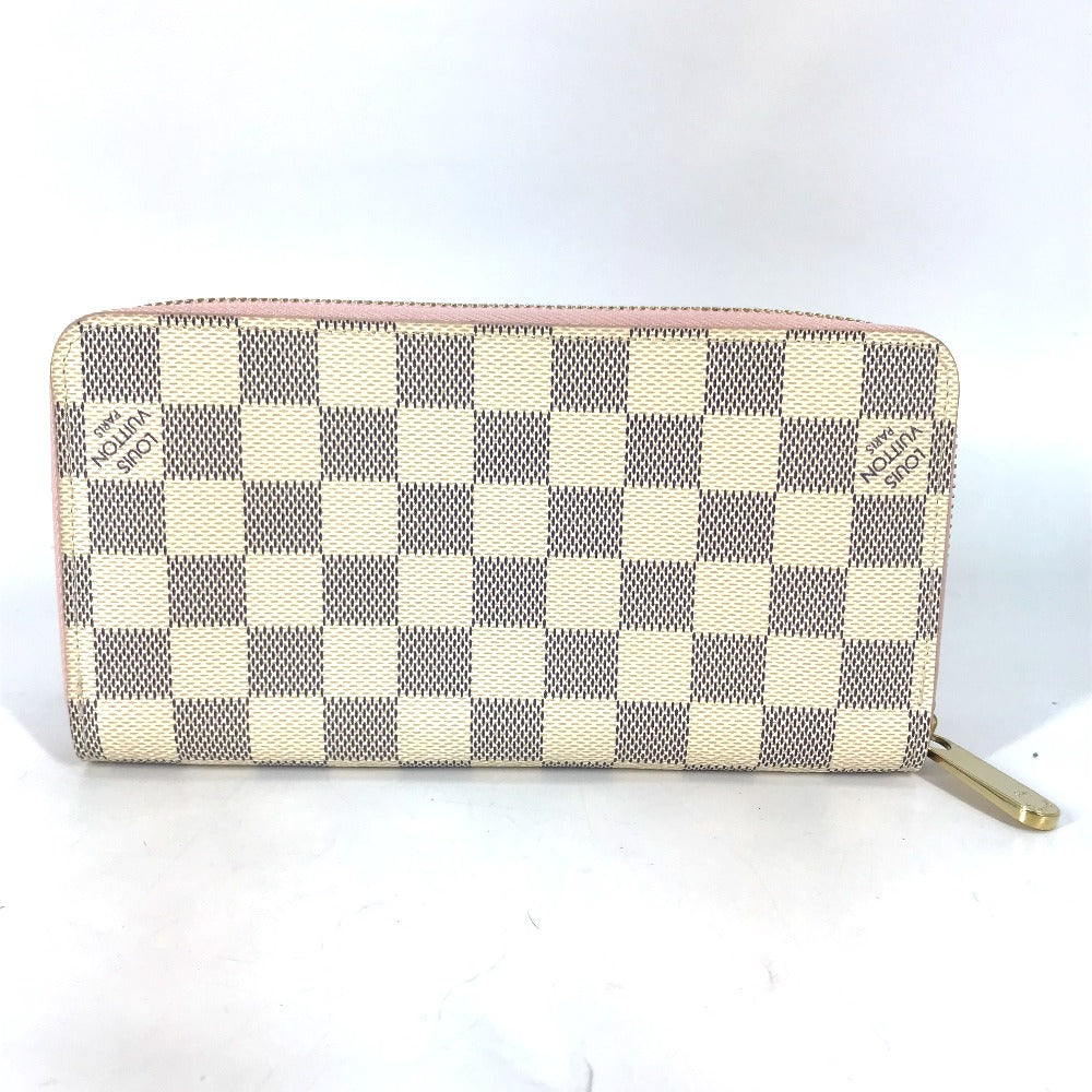 LOUIS VUITTON N63503 Damier Azur Zippy Wallet, Long Wallet with Round Zipper, Damier Azur Canvas, Women's, Rose Ballerine, White