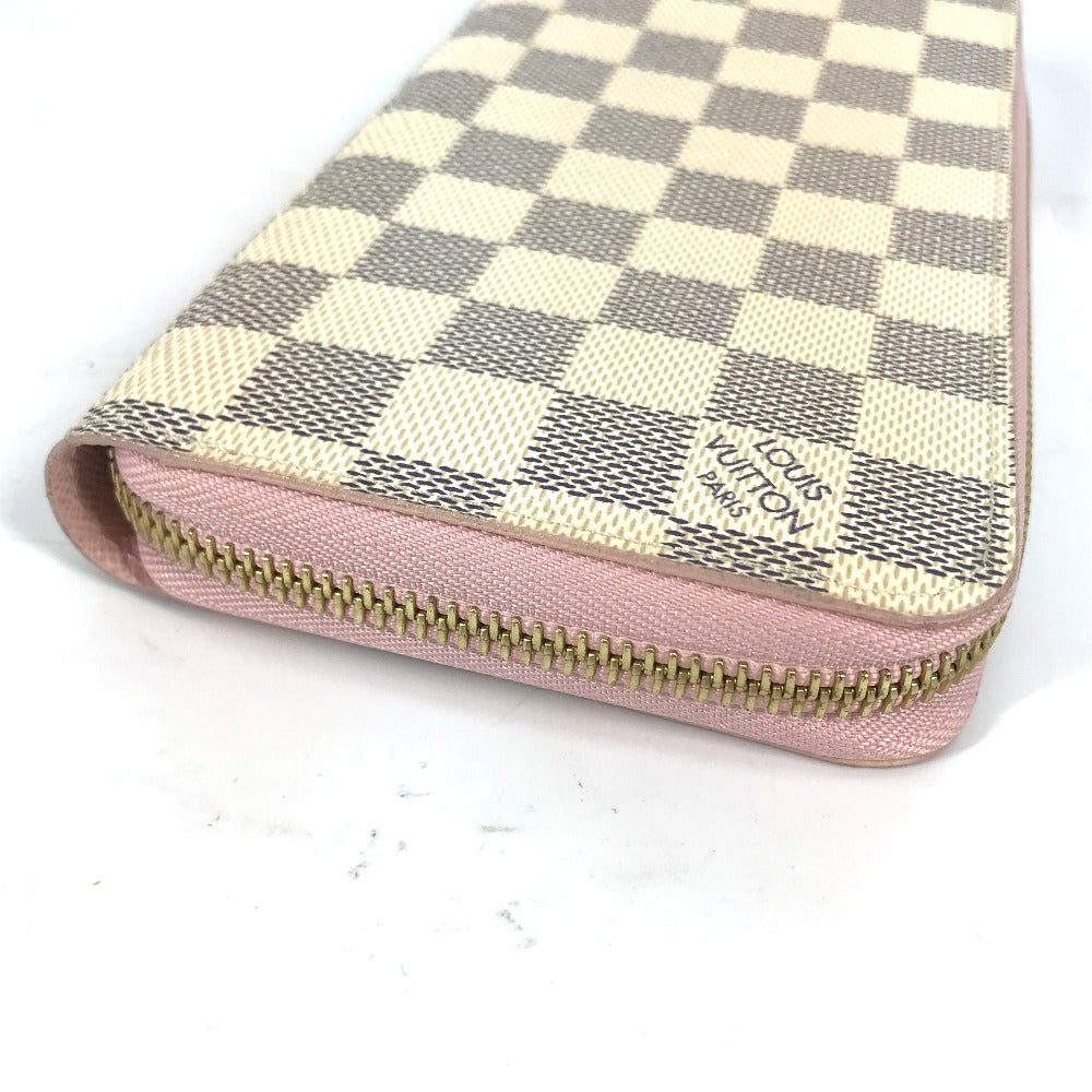 LOUIS VUITTON N63503 Damier Azur Zippy Wallet, Long Wallet with Round Zipper, Damier Azur Canvas, Women's, Rose Ballerine, White