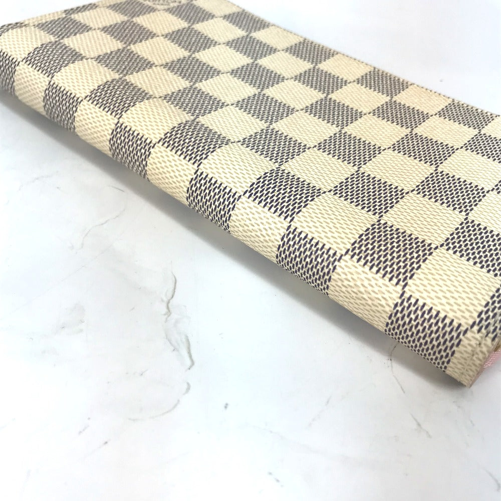 LOUIS VUITTON N63503 Damier Azur Zippy Wallet, Long Wallet with Round Zipper, Damier Azur Canvas, Women's, Rose Ballerine, White