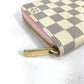 LOUIS VUITTON N63503 Damier Azur Zippy Wallet, Long Wallet with Round Zipper, Damier Azur Canvas, Women's, Rose Ballerine, White