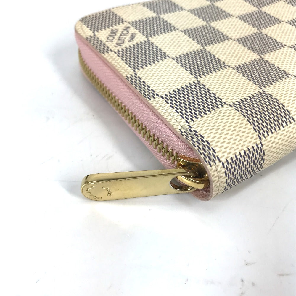 LOUIS VUITTON N63503 Damier Azur Zippy Wallet, Long Wallet with Round Zipper, Damier Azur Canvas, Women's, Rose Ballerine, White