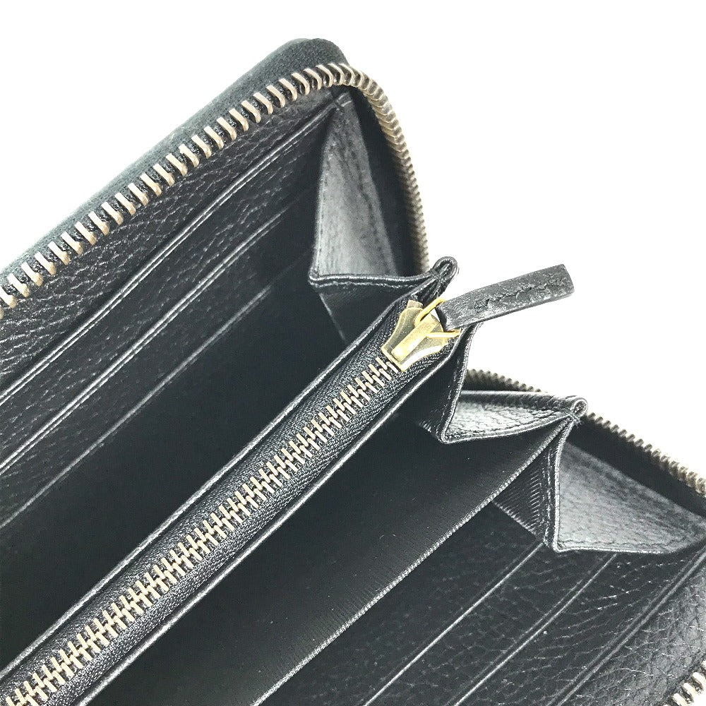 GUCCI 739499 GGマーモント バンブー ラウンドファスナー ロングウォレット 長財布 レザー レディース ネイビー