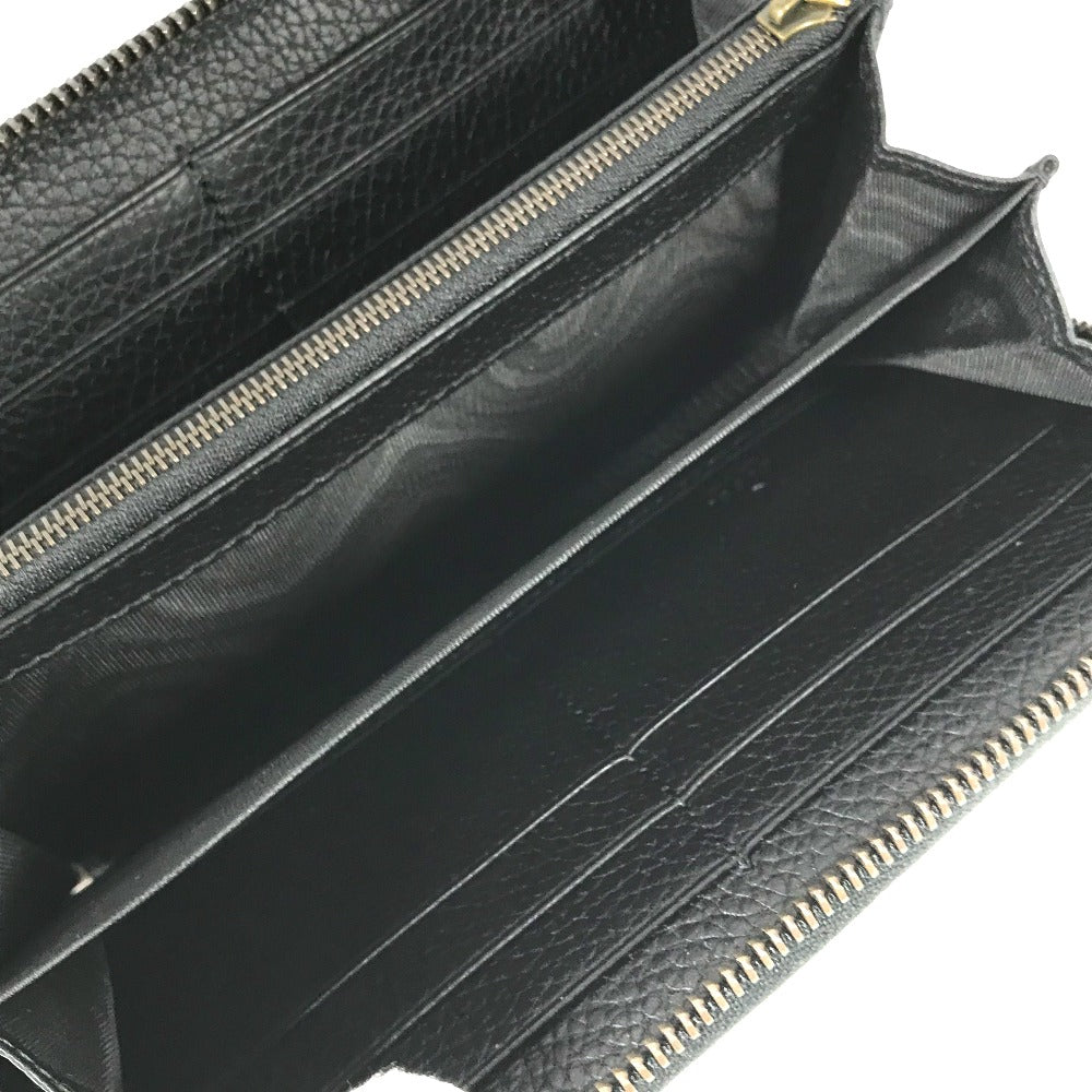 GUCCI 739499 GGマーモント バンブー ラウンドファスナー ロングウォレット 長財布 レザー レディース ネイビー