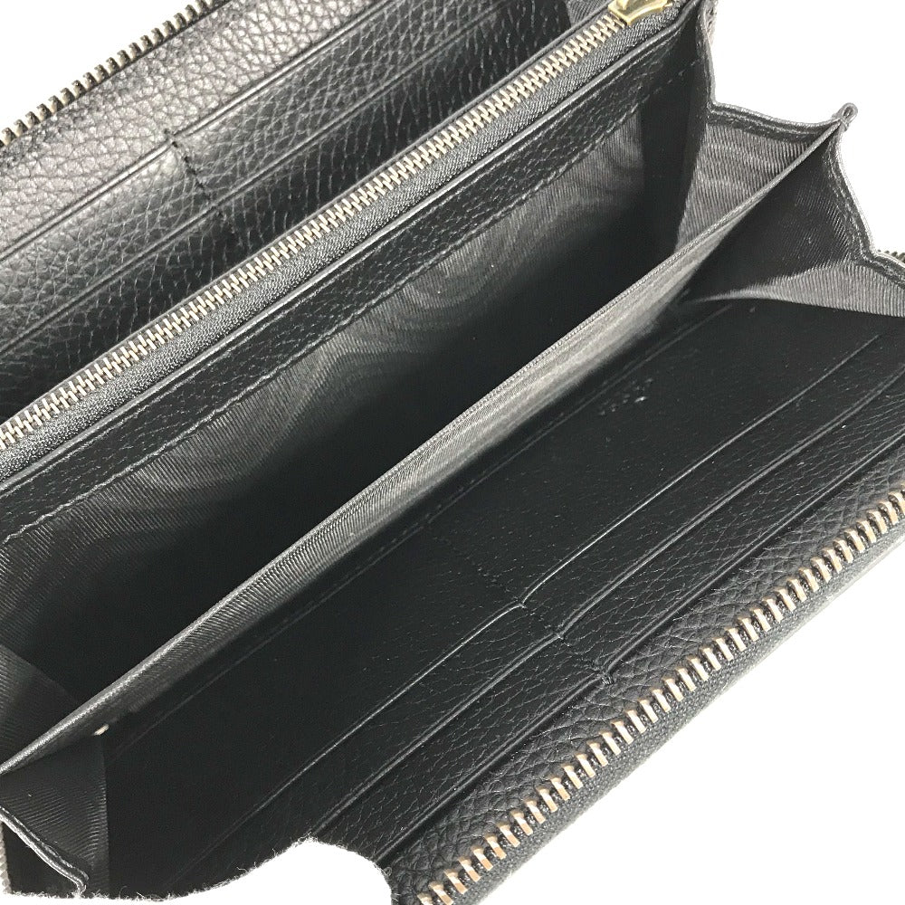 GUCCI 739499 GGマーモント バンブー ラウンドファスナー ロングウォレット 長財布 レザー レディース ネイビー