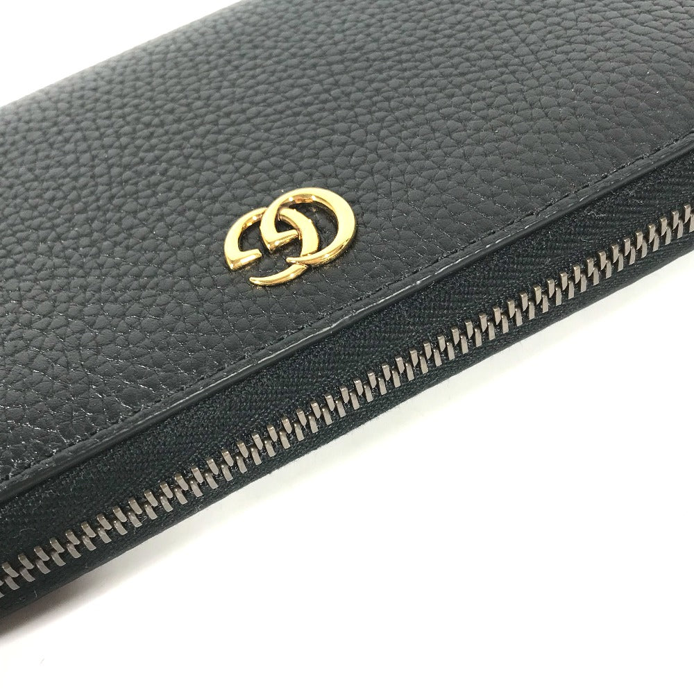 GUCCI 739499 GGマーモント バンブー ラウンドファスナー ロングウォレット 長財布 レザー レディース ネイビー