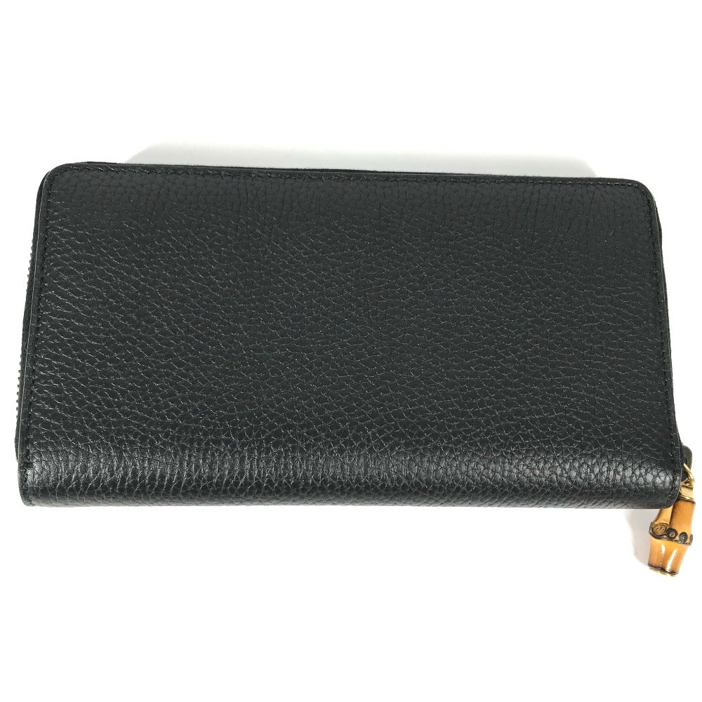 GUCCI 739499 GGマーモント バンブー ラウンドファスナー ロングウォレット 長財布 レザー レディース ネイビー