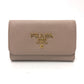 PRADA 1PG004 Logo 4-Ring Key Case in Saffiano Leather, Pink