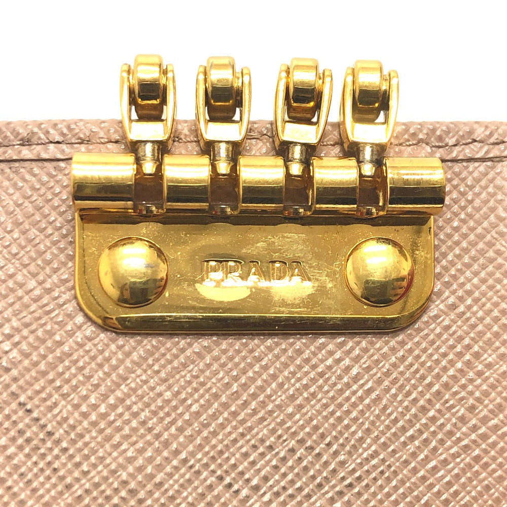 PRADA 1PG004 Logo 4-Ring Key Case in Saffiano Leather, Pink