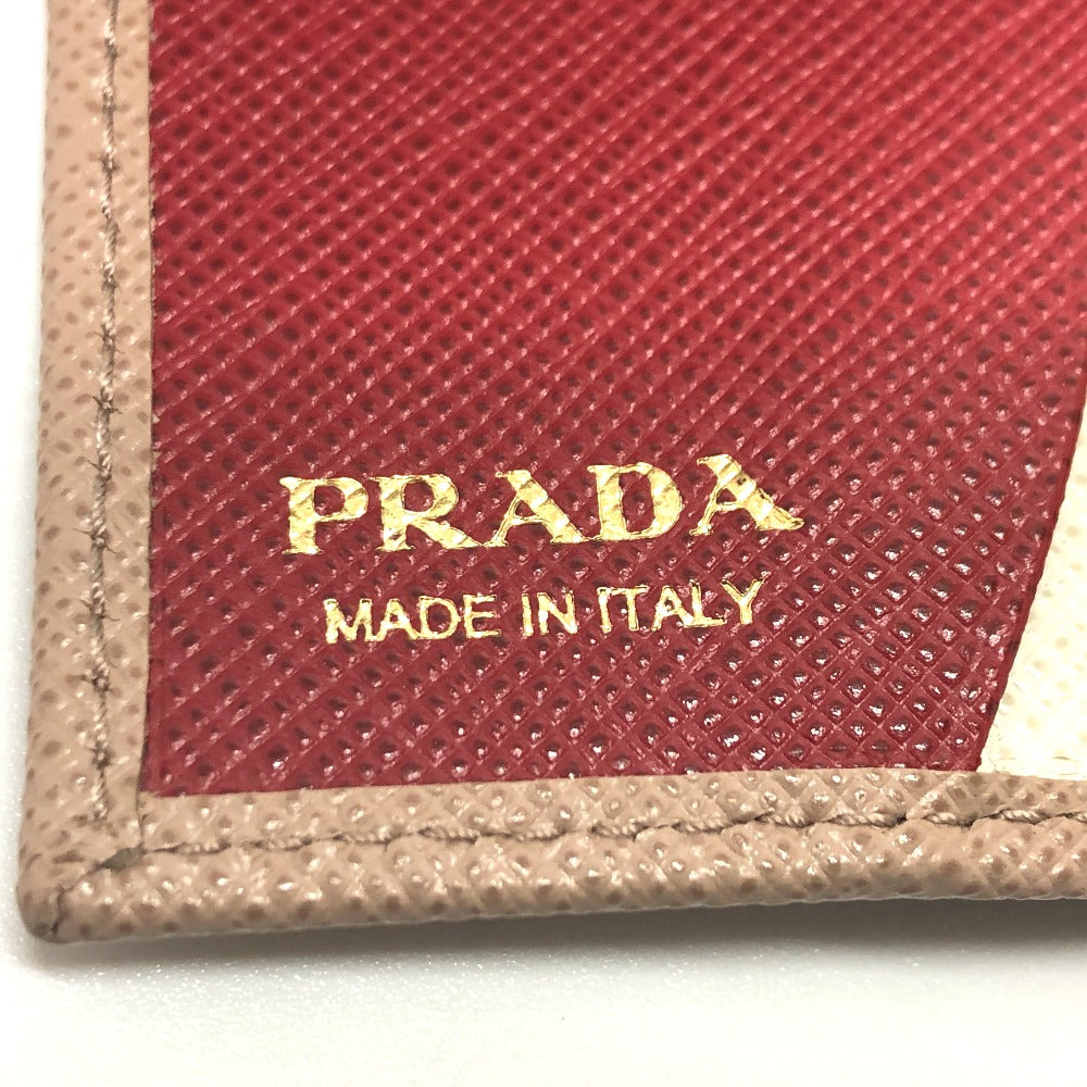 PRADA 1PG004 Logo 4-Ring Key Case in Saffiano Leather, Pink
