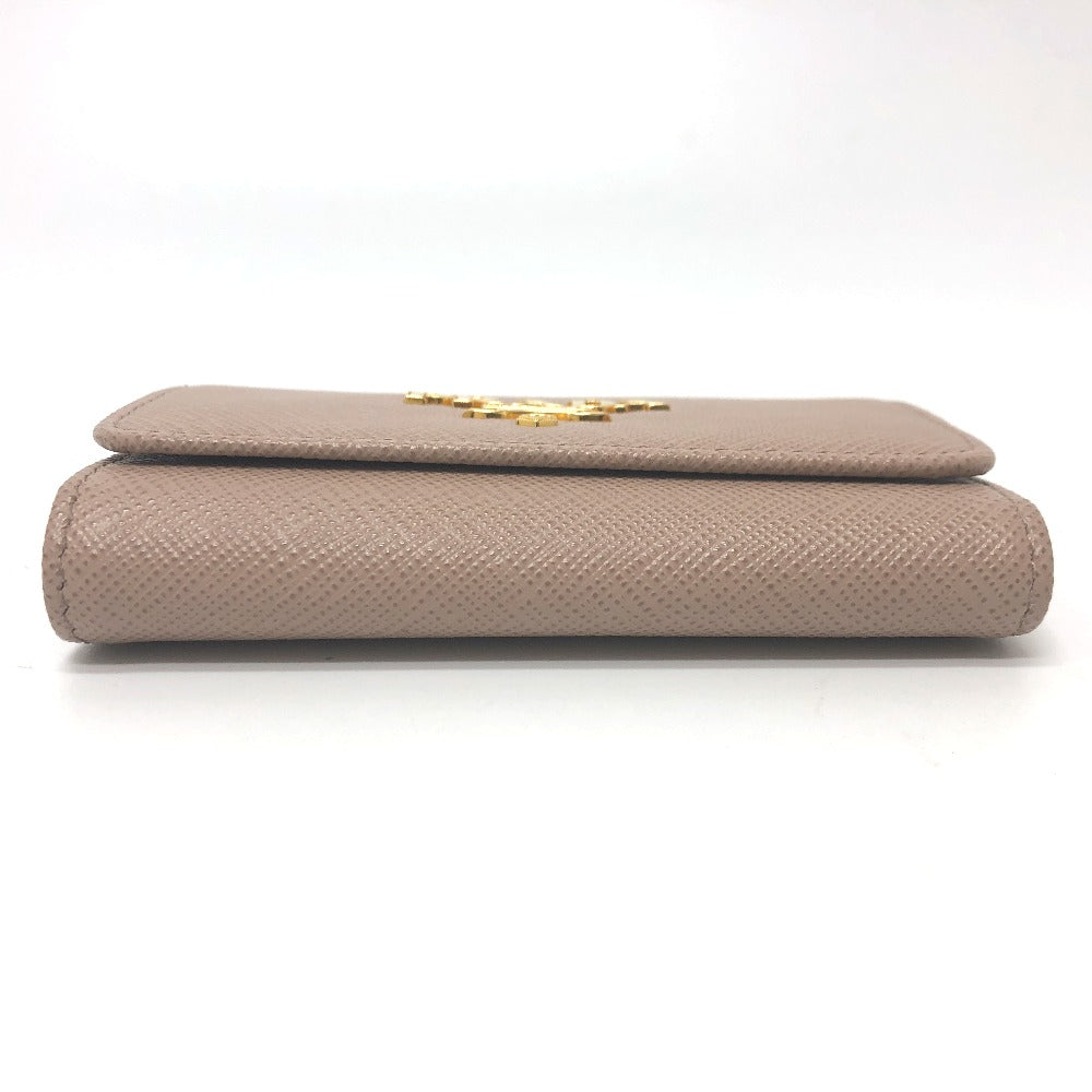 PRADA 1PG004 Logo 4-Ring Key Case in Saffiano Leather, Pink