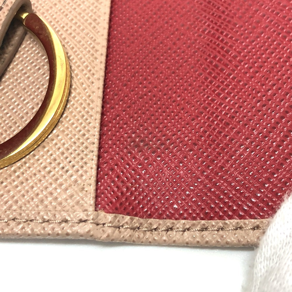 PRADA 1PG004 Logo 4-Ring Key Case in Saffiano Leather, Pink