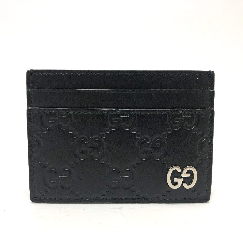 GUCCI 473927 シマ カードケース レザー メンズ ブラック