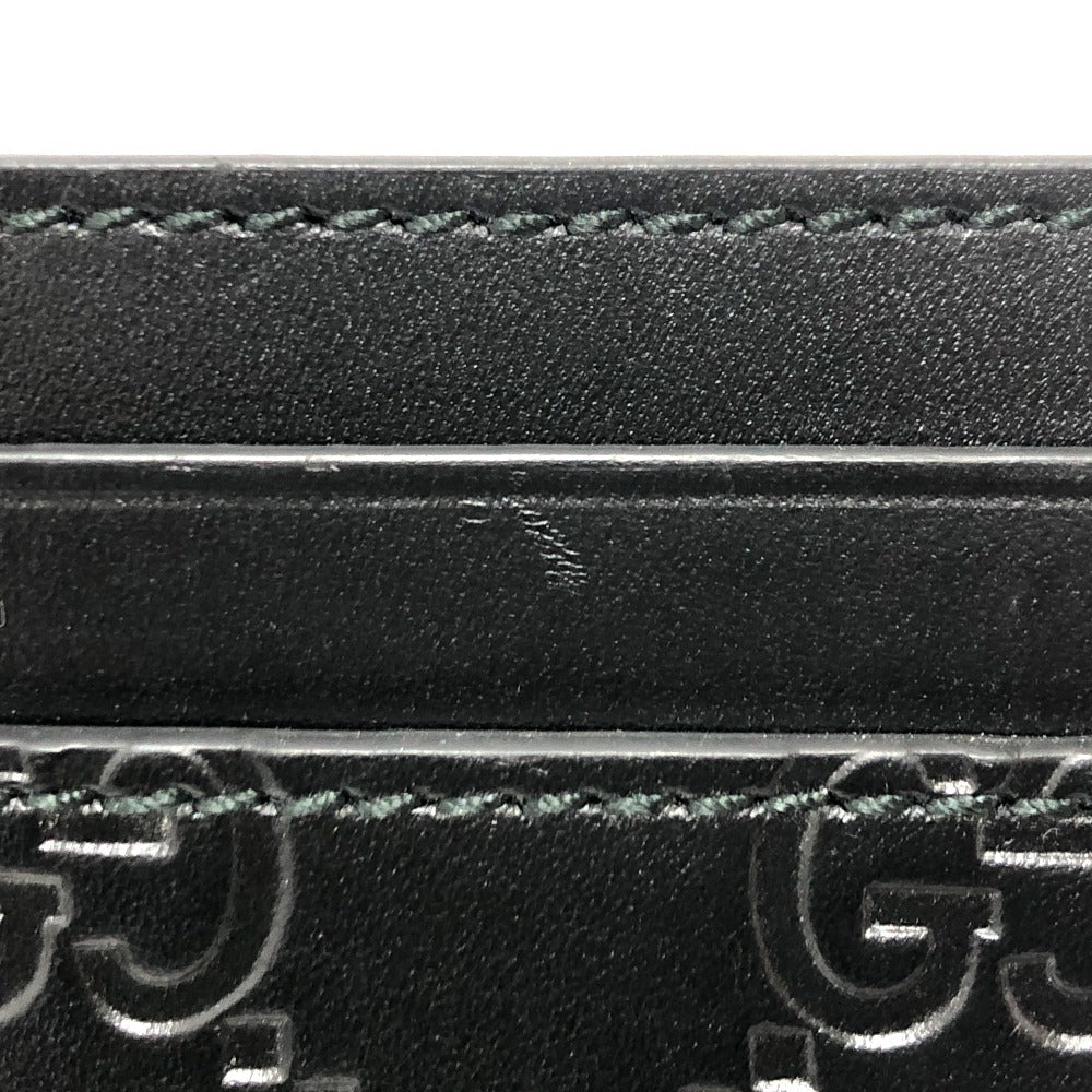 GUCCI 473927 シマ カードケース レザー メンズ ブラック