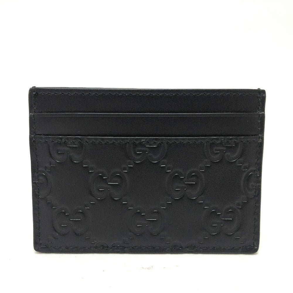 GUCCI 473927 シマ カードケース レザー メンズ ブラック