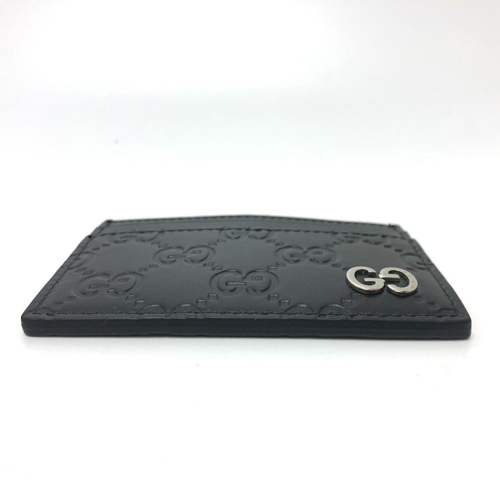 GUCCI 473927 シマ カードケース レザー メンズ ブラック
