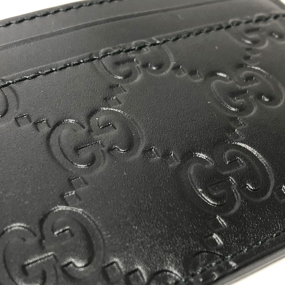 GUCCI 473927 シマ カードケース レザー メンズ ブラック