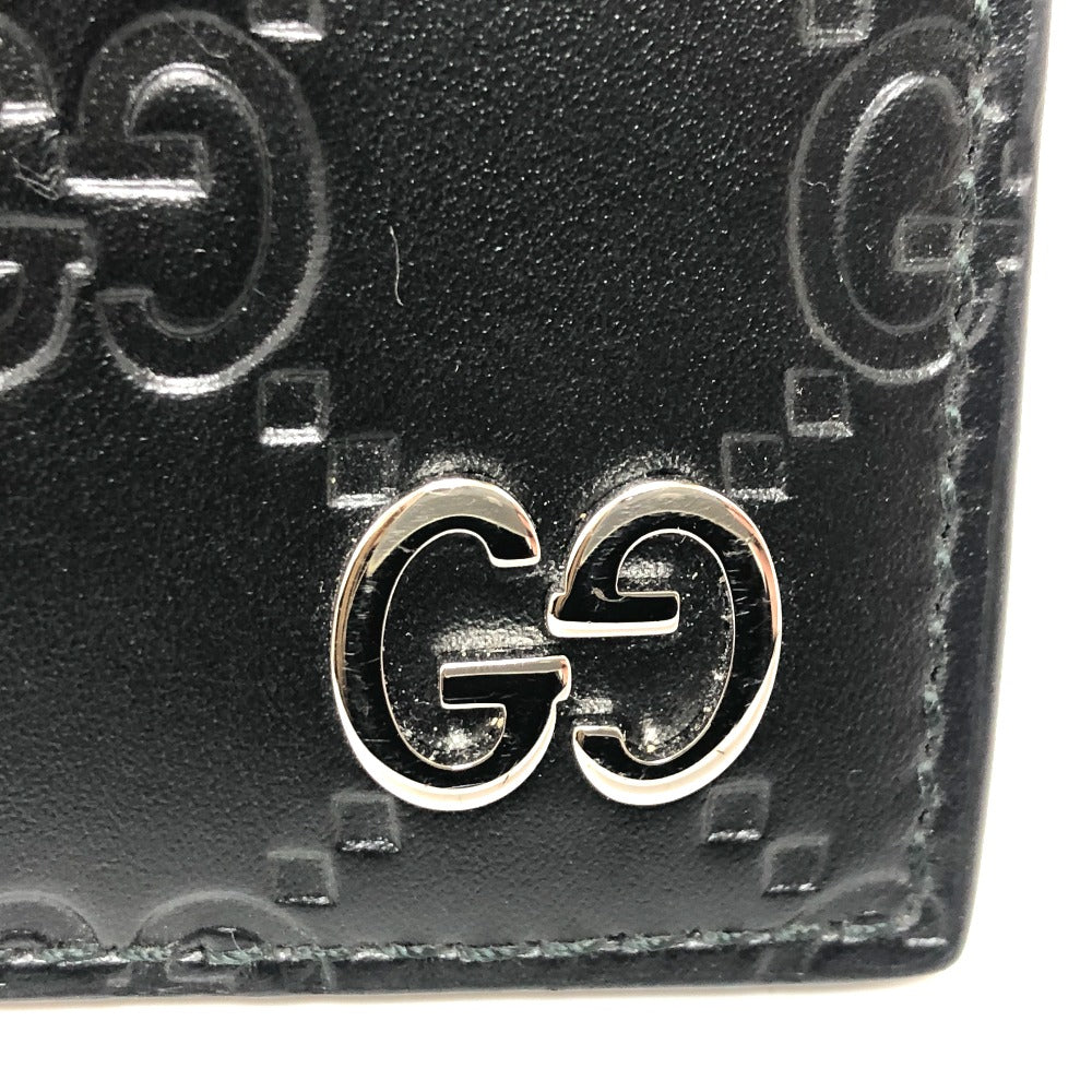 GUCCI 473927 シマ カードケース レザー メンズ ブラック