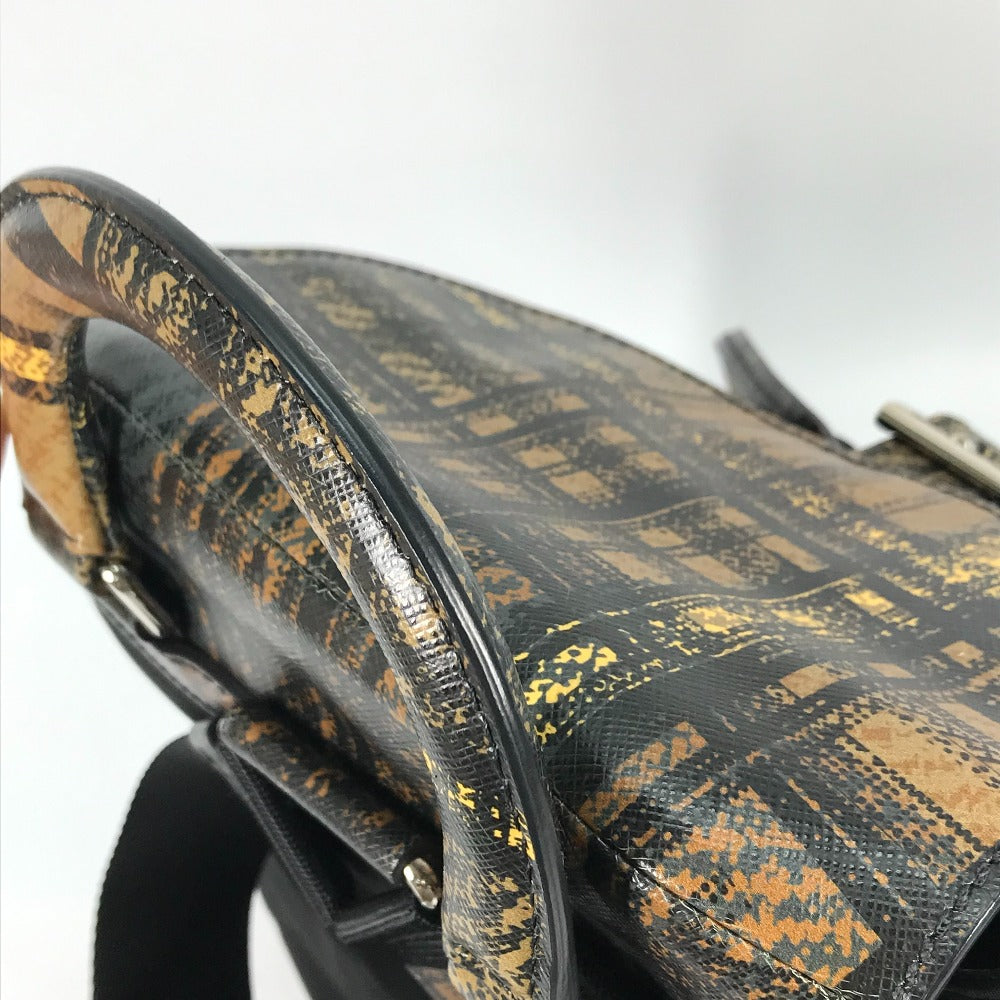 PRADA 1BZ038 Triangle Logo Plaid Check Backpack, Drawstring, Nylon/Leather, Men's, Black