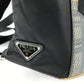 PRADA 1BZ038 Triangle Logo Plaid Check Backpack, Drawstring, Nylon/Leather, Men's, Black
