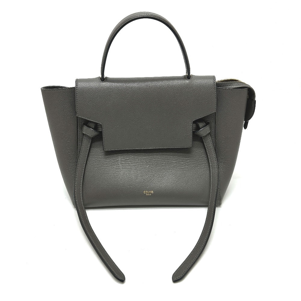 CELINE 189153 ロゴ ベルトバッグ マイクロ 2WAY ショルダーバッグ カバン ハンドバッグ レザー レディース グレー