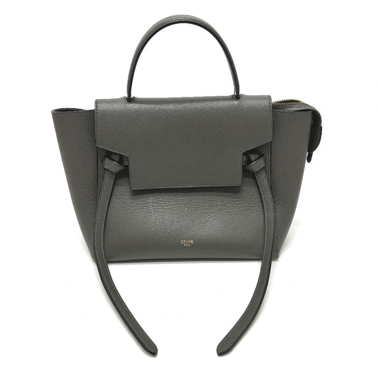 CELINE 189153 ロゴ ベルトバッグ マイクロ 2WAY ショルダーバッグ カバン ハンドバッグ レザー レディース グレー
