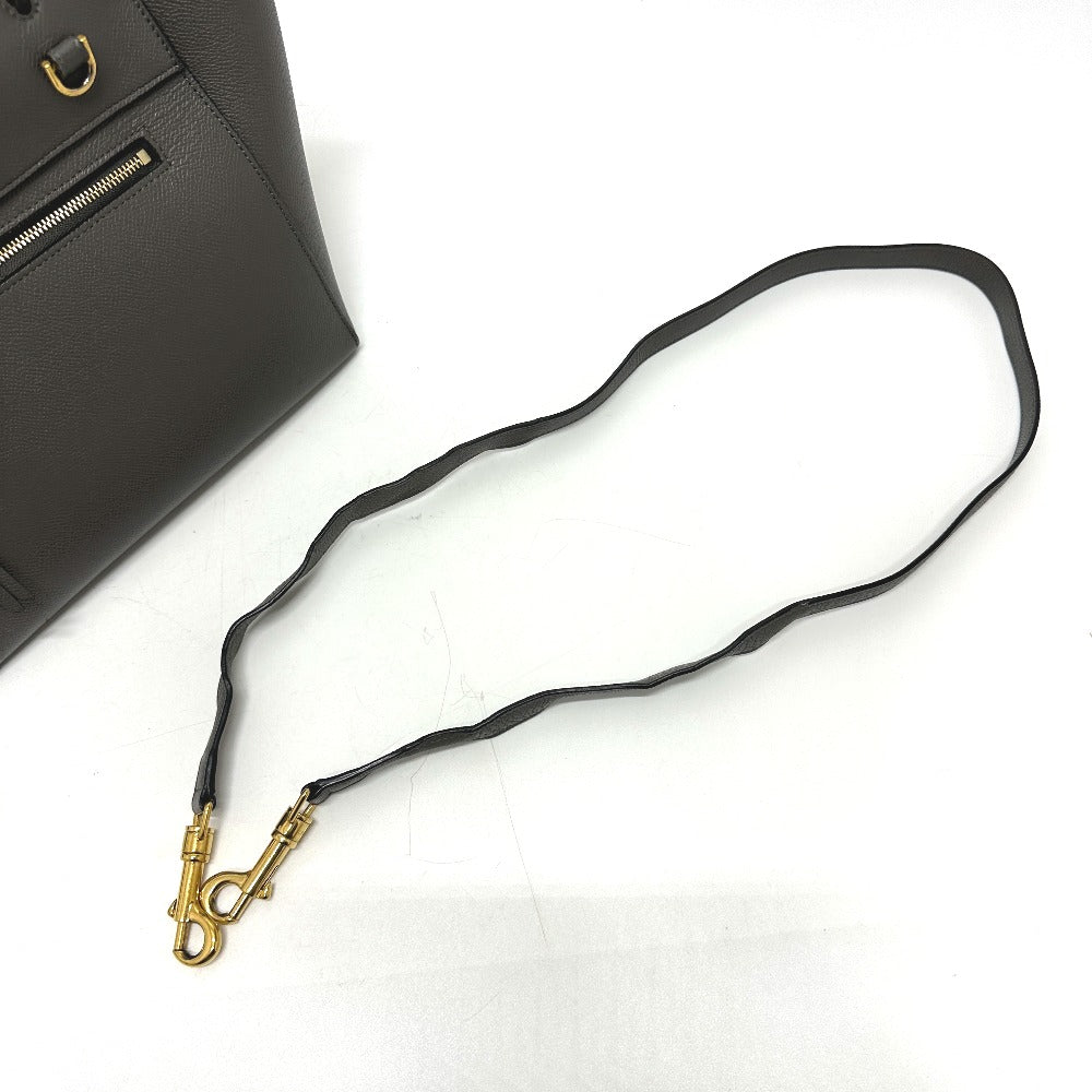 CELINE 189153 ロゴ ベルトバッグ マイクロ 2WAY ショルダーバッグ カバン ハンドバッグ レザー レディース グレー