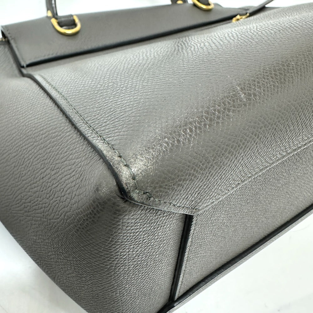 CELINE 189153 ロゴ ベルトバッグ マイクロ 2WAY ショルダーバッグ カバン ハンドバッグ レザー レディース グレー