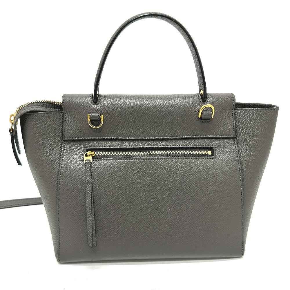 CELINE 189153 ロゴ ベルトバッグ マイクロ 2WAY ショルダーバッグ カバン ハンドバッグ レザー レディース グレー