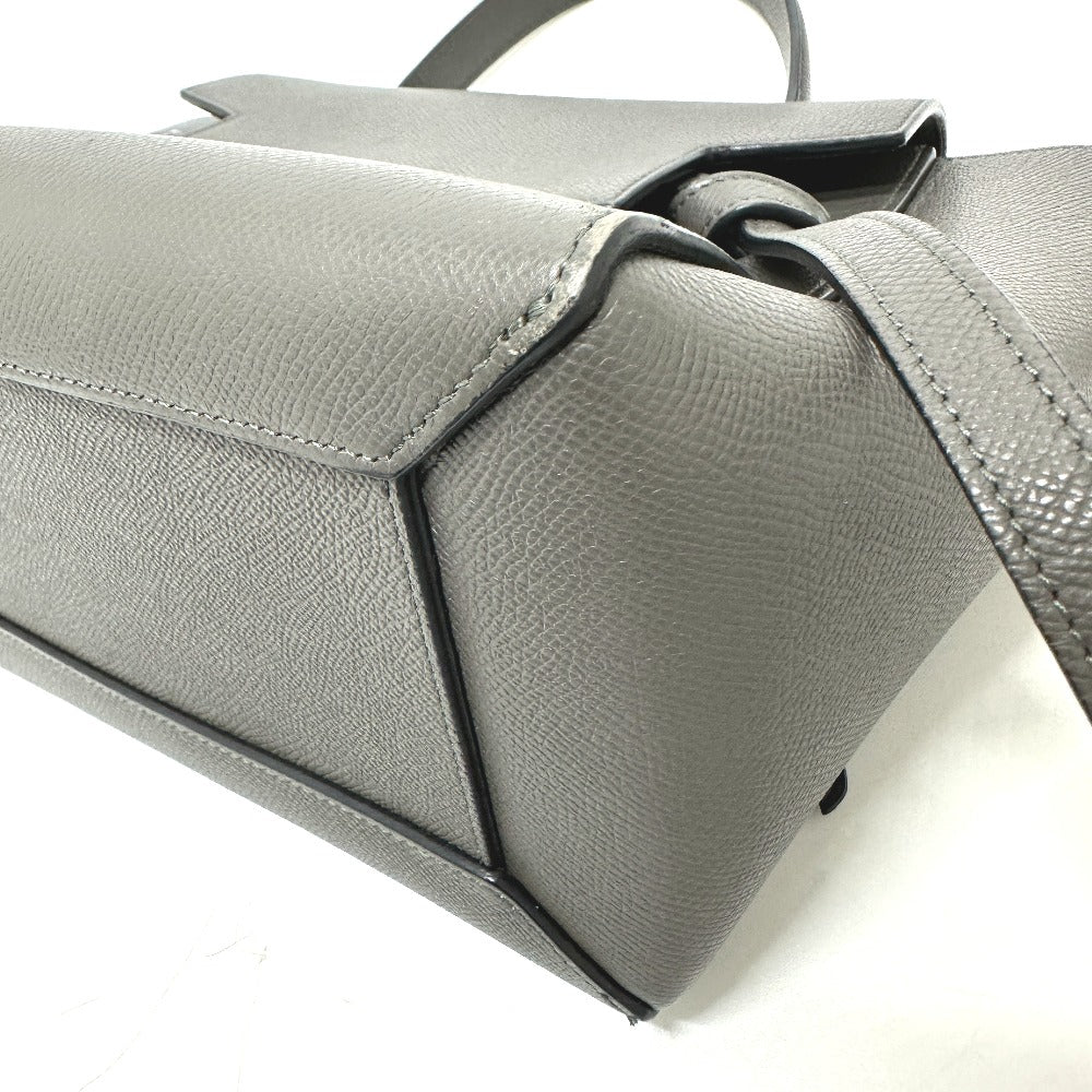 CELINE 189153 ロゴ ベルトバッグ マイクロ 2WAY ショルダーバッグ カバン ハンドバッグ レザー レディース グレー
