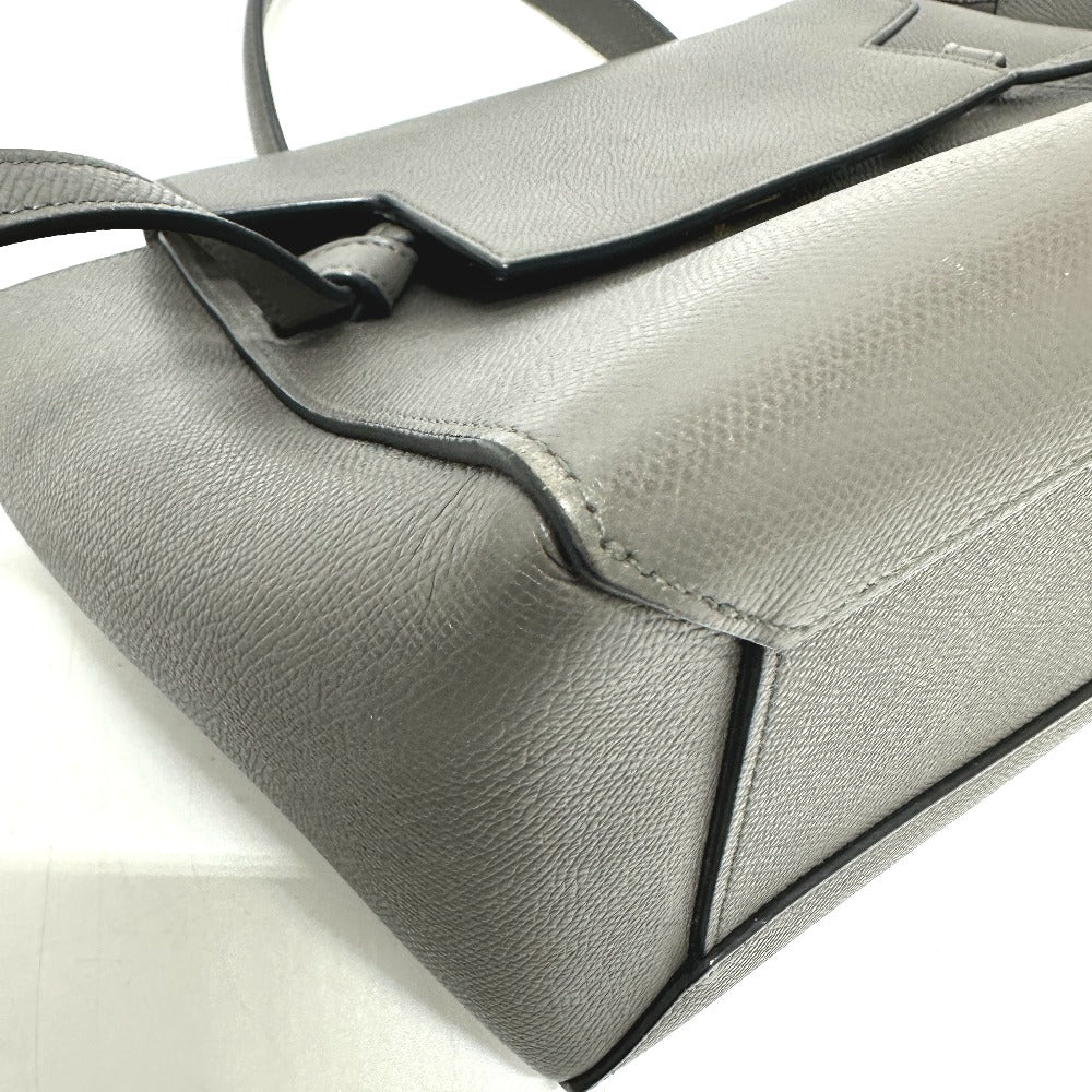 CELINE 189153 ロゴ ベルトバッグ マイクロ 2WAY ショルダーバッグ カバン ハンドバッグ レザー レディース グレー