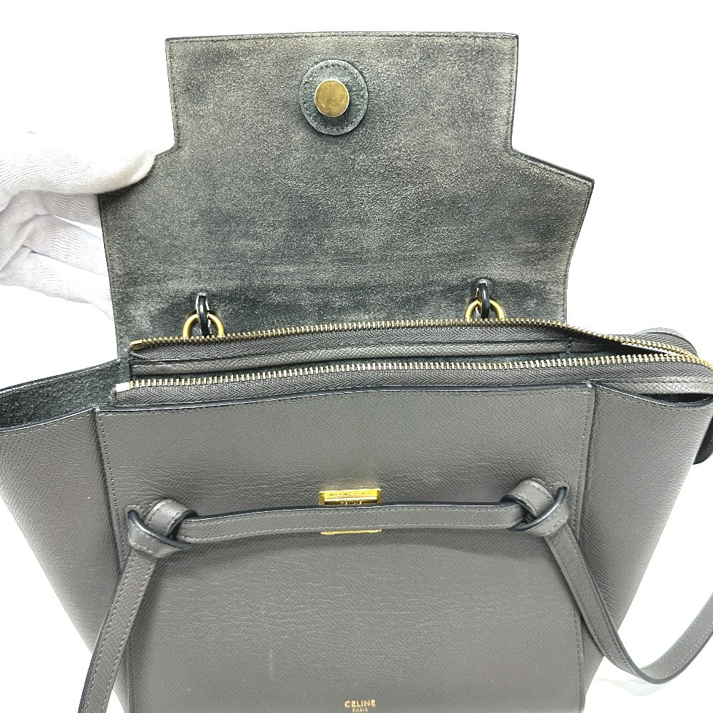 CELINE 189153 ロゴ ベルトバッグ マイクロ 2WAY ショルダーバッグ カバン ハンドバッグ レザー レディース グレー