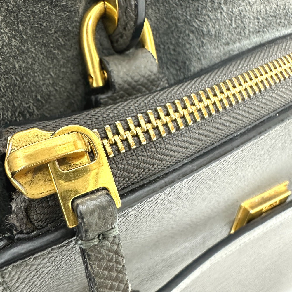 CELINE 189153 ロゴ ベルトバッグ マイクロ 2WAY ショルダーバッグ カバン ハンドバッグ レザー レディース グレー
