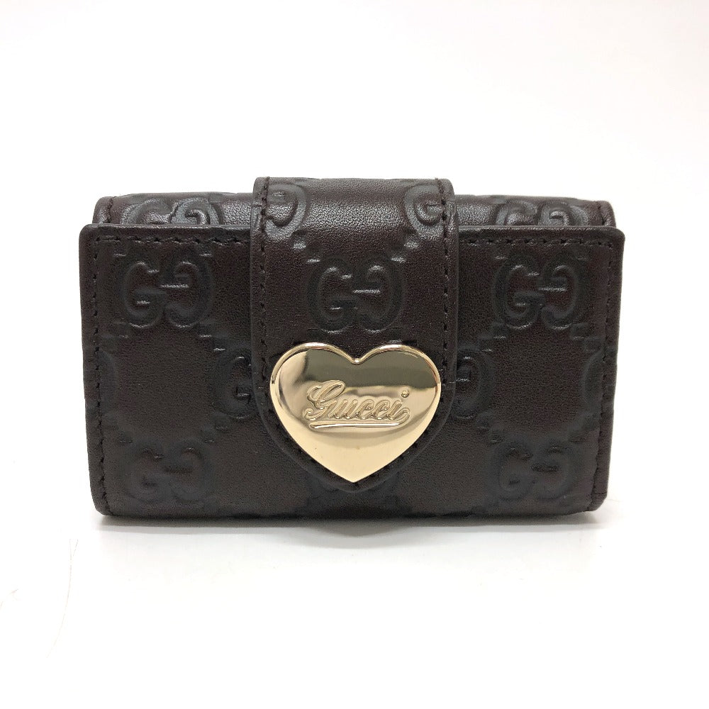 GUCCI 203551 GG ハートプレート 6連 キーケース レザー レディース ブラウン