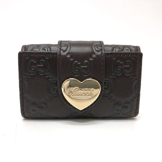 GUCCI 203551 GG ハートプレート 6連 キーケース レザー レディース ブラウン