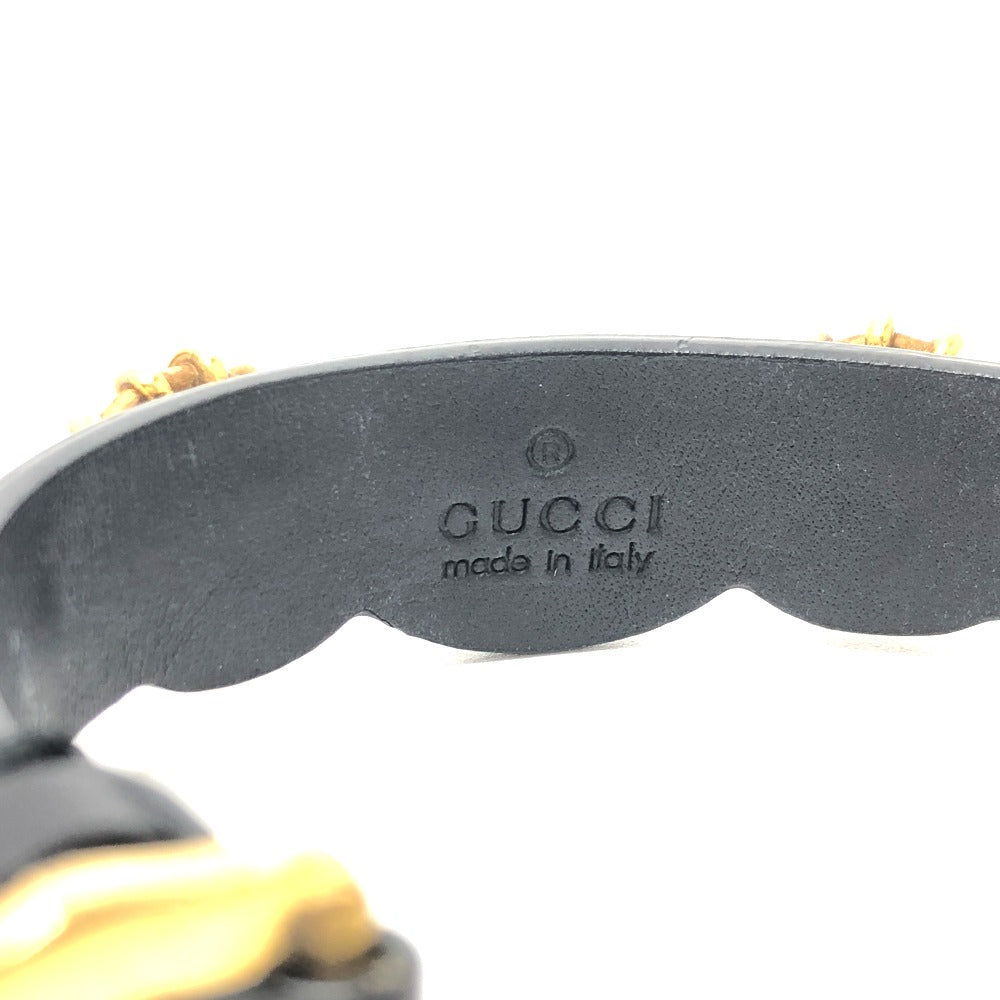 GUCCI Tiger Head Accessory Bracelet Leather Men's Black
