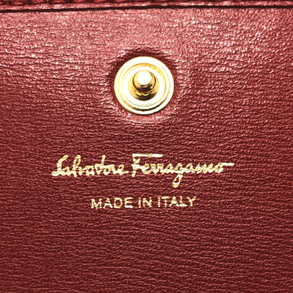 Salvatore Ferragamo Gancini Bifold Wallet, Leather, Women's, Red