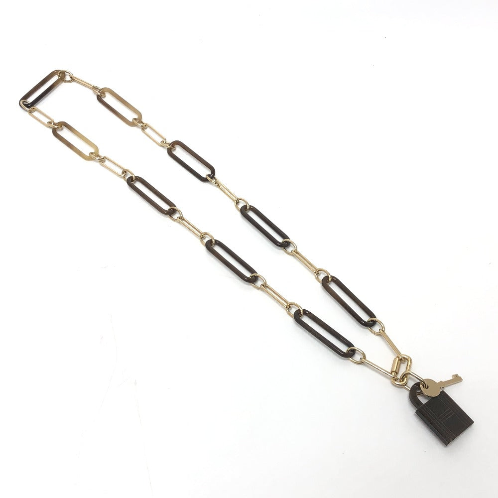 HERMES アミュレット パドロックGM アクセサリー ネックレス GP レディース ブラウン