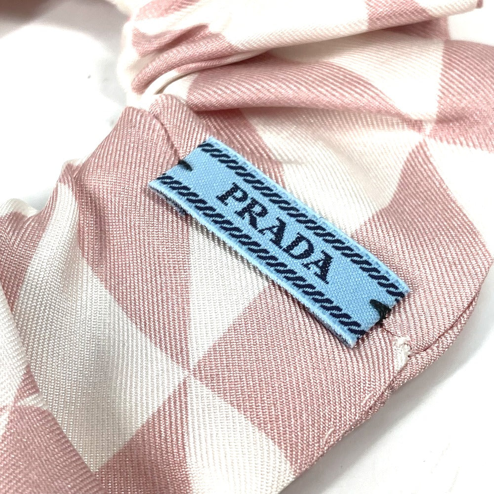 PRADA 1IF015 Triangle Logo Plate Hair Tie, Silk Scrunchie, Women's, Pink