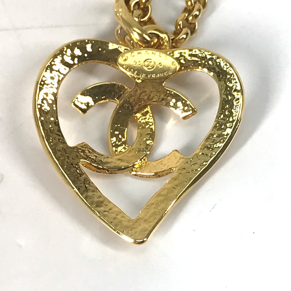 CHANEL Vintage Heart CC Coco Mark Chain Accessory 95P Necklace GP Women's Gold