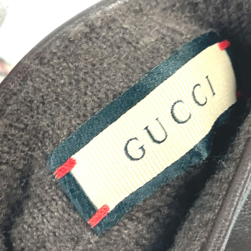 GUCCI 603635 Check Horsebit Gloves, Wool/Cashmere, Women's, Brown
